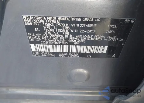 2017 Toyota Rav4 Le from USA, damaged, VIN 2T3ZFREV8HW312685